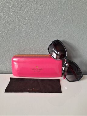 kate spade Black Sunglasses with Hot Pink Hard Case